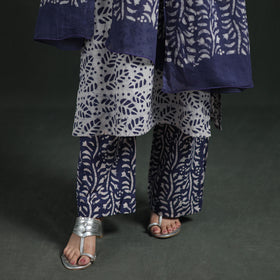 Hand Batik Print Cotton Suit Set with Dupatta for Women 14