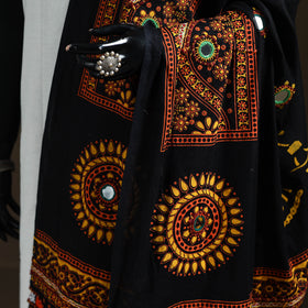 Kutch Hand Embroidered Mirror Work Printed Cotton Dupatta 05