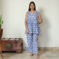 Blue - Sanganeri Block Printed Cotton Night Suit Set 23