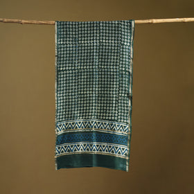 Green - Pipad Hand Block Print Natural Dyed Chanderi Silk Handloom Stole 79