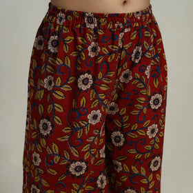 Buy Red Flared Cotton Block Print Kalamkari Kurta Set
