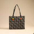 Black Handcrafted Quilted Cotton Handbag