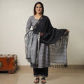  Pochampally Ikat Weave Cotton Kurta with Palazzo & Dupatta Set 01 