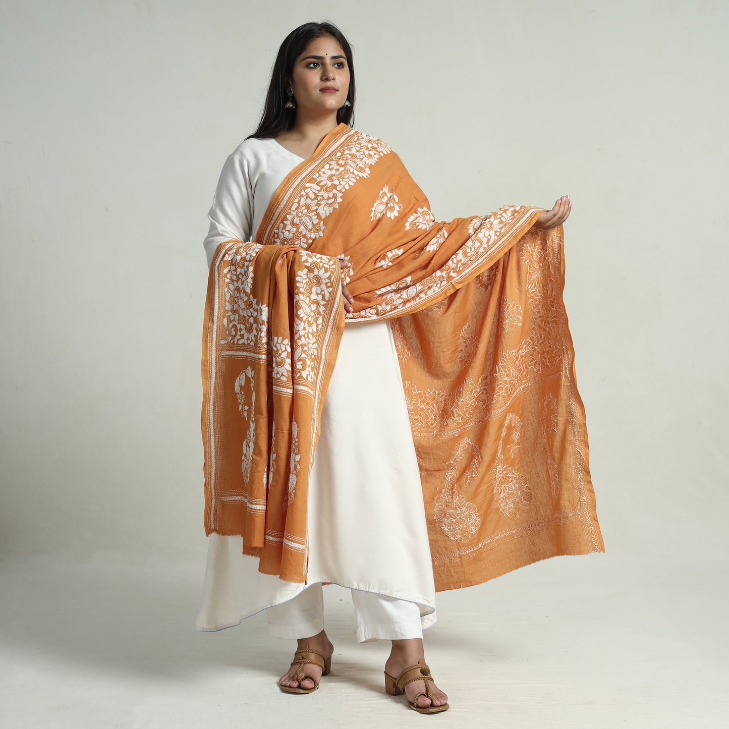 Kantha Embroidery Silk Dupatta