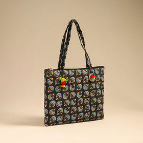 Black Handcrafted Quilted Cotton Handbag