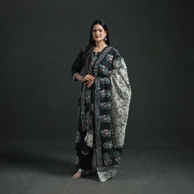 Indonesian Hand Batik Print Cotton Suit Set with Dupatta for Women 05