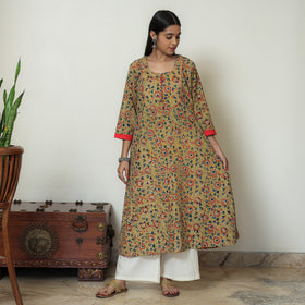 Buy Hand Block Print Cotton A-Line Kalamkari Kurta For Women