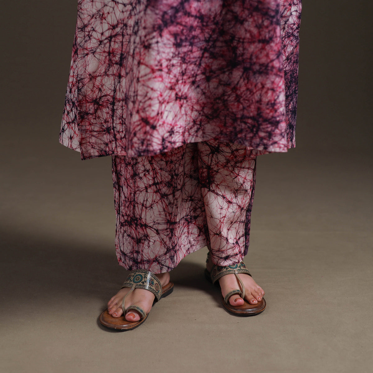 Hand Batik Print Cotton Straight Kurta with Palazzo Set for women 19