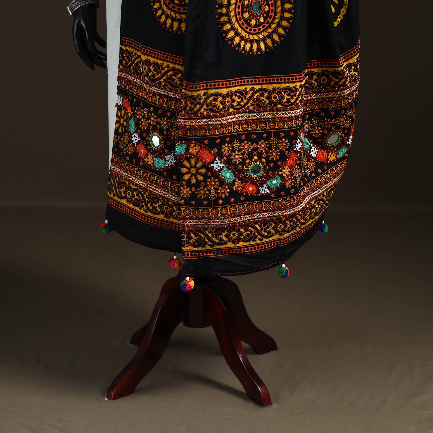 Kutch Hand Embroidered Mirror Work Printed Cotton Dupatta 05