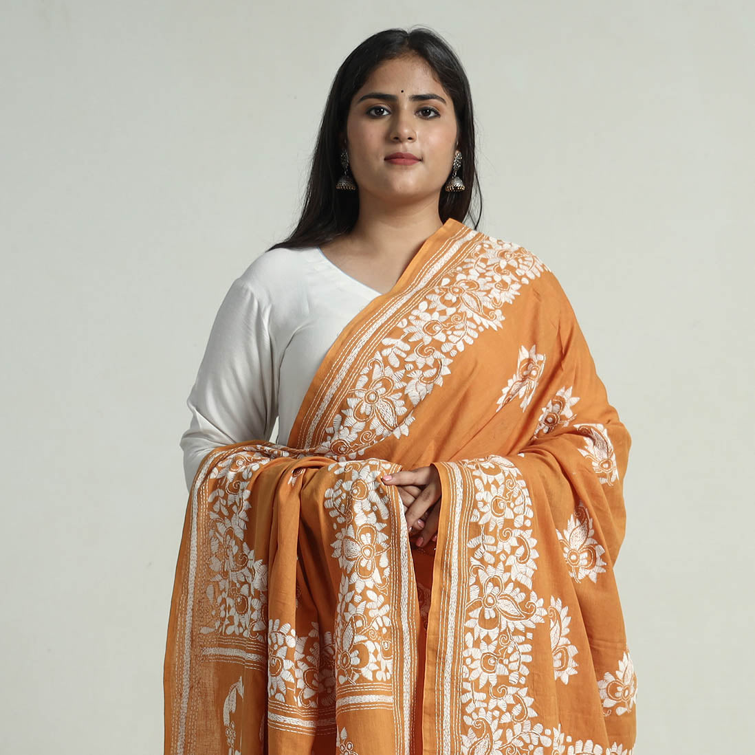 Kantha Embroidery Silk Dupatta