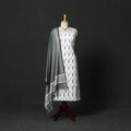 White - pochampally ikat cotton 2pc unstitched dress