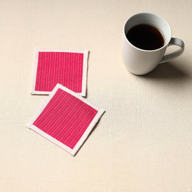 Red Handmade Cotton Coasters (Set of 2)