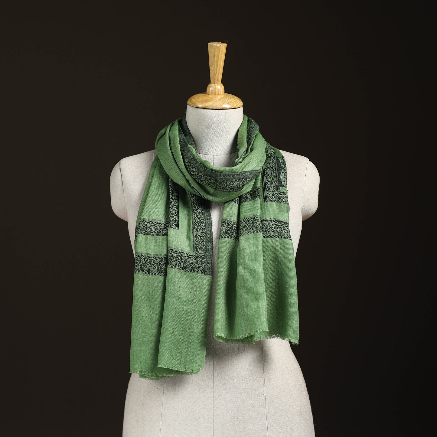 Plain Fine Wool Stole with Woven Border for Women 21