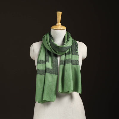 Plain Fine Wool Stole with Woven Border for Women 21