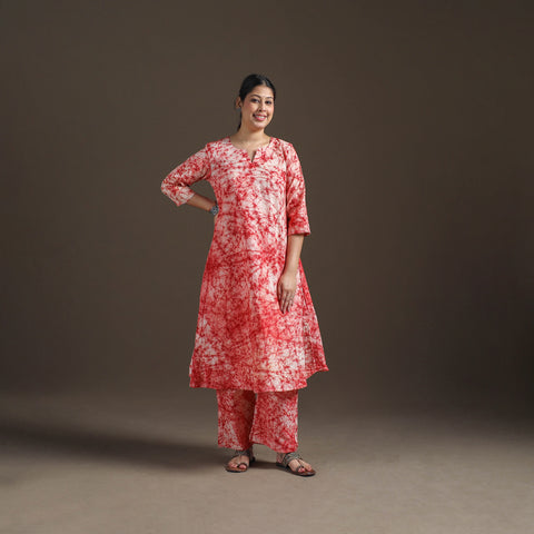Hand Batik Print Cotton A-Line Kurta with Palazzo Set for women 02