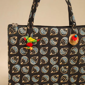 Black Handcrafted Quilted Cotton Handbag