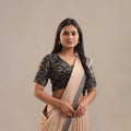 Black Velvet Natural Dyed Ajrakh Print Blouse 