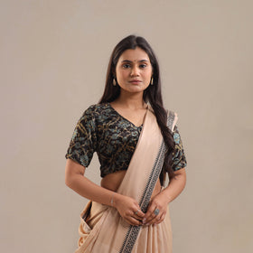 Black Velvet Natural Dyed Ajrakh Print Blouse 