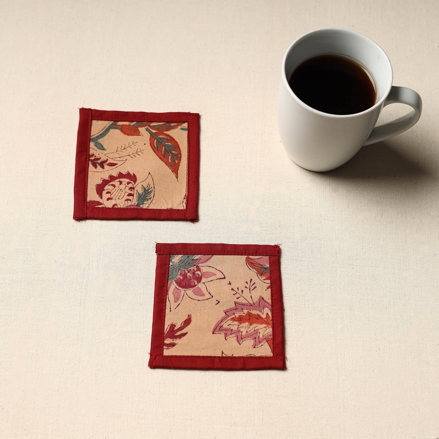 Brown Handmade Cotton Coasters (Set of 2)