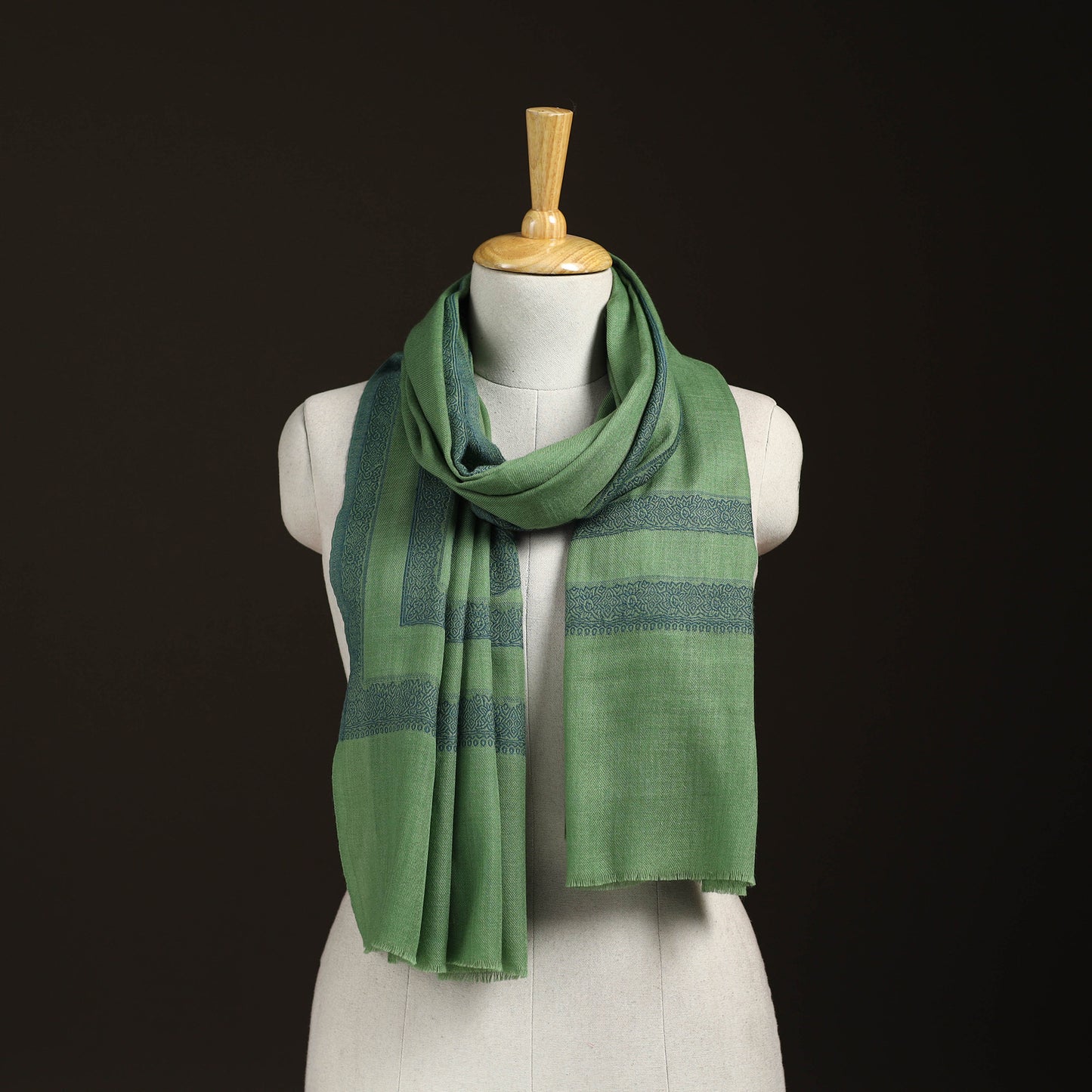 Plain Fine Wool Stole with Woven Border for Women 22