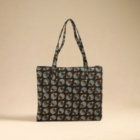 Black Handcrafted Quilted Cotton Handbag