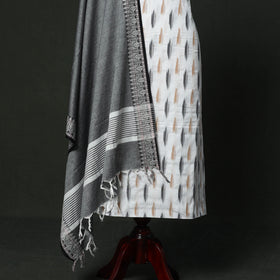 White - pochampally ikat cotton 2pc unstitched dress