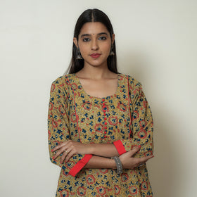 Buy Hand Block Print Cotton A-Line Kalamkari Kurta For Women