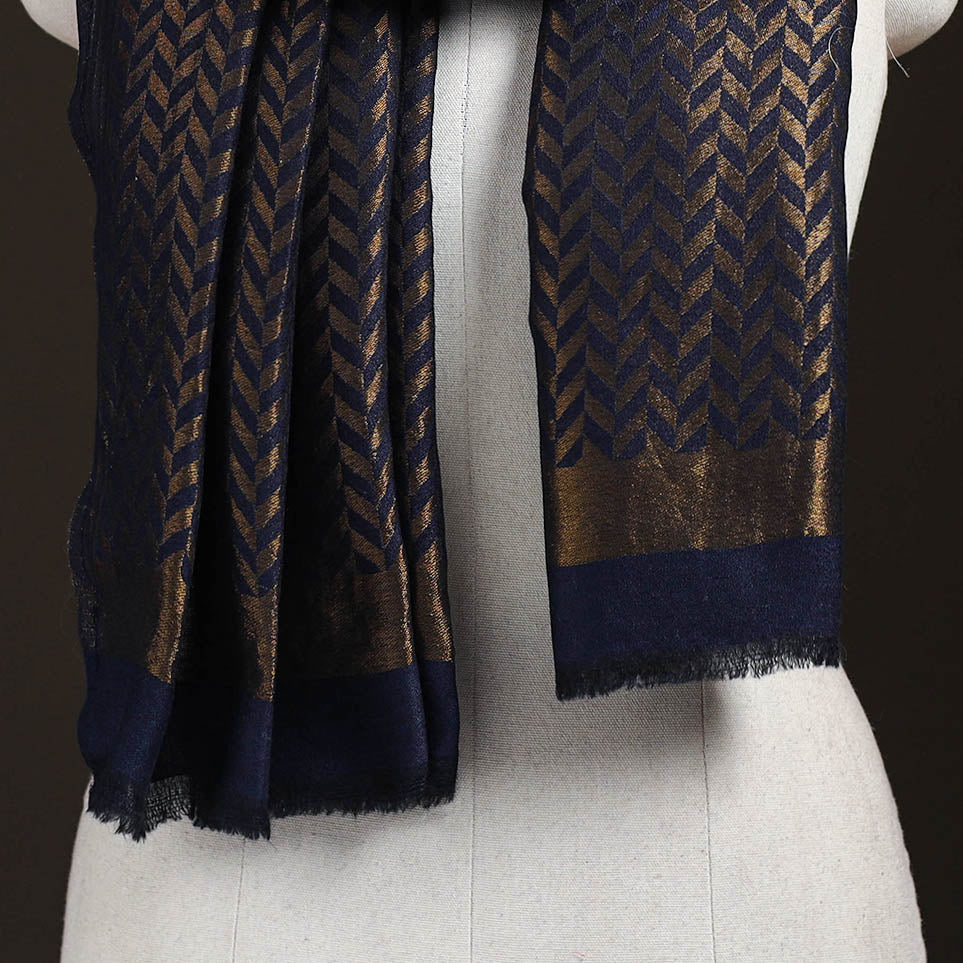 Zari Chevron Pattern Fine Wool Stole for Women 23