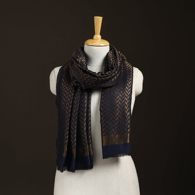 Zari Chevron Pattern Fine Wool Stole for Women 23