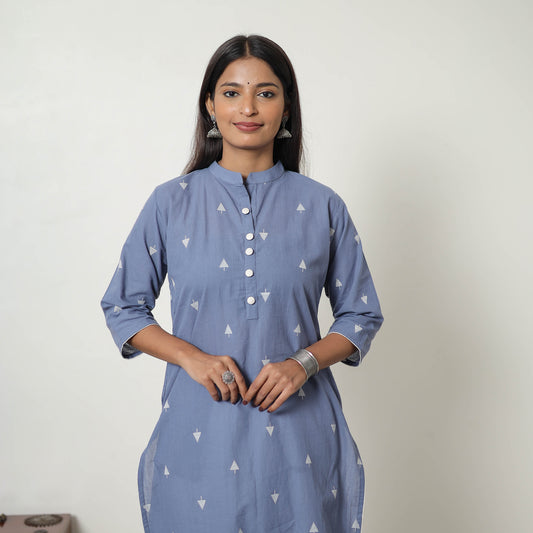 Pure Cotton A-Line Jacquard Kurta 04