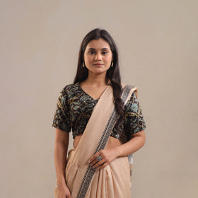 Black Velvet Natural Dyed Ajrakh Print Blouse 