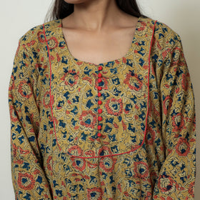 Buy Hand Block Print Cotton A-Line Kalamkari Kurta For Women
