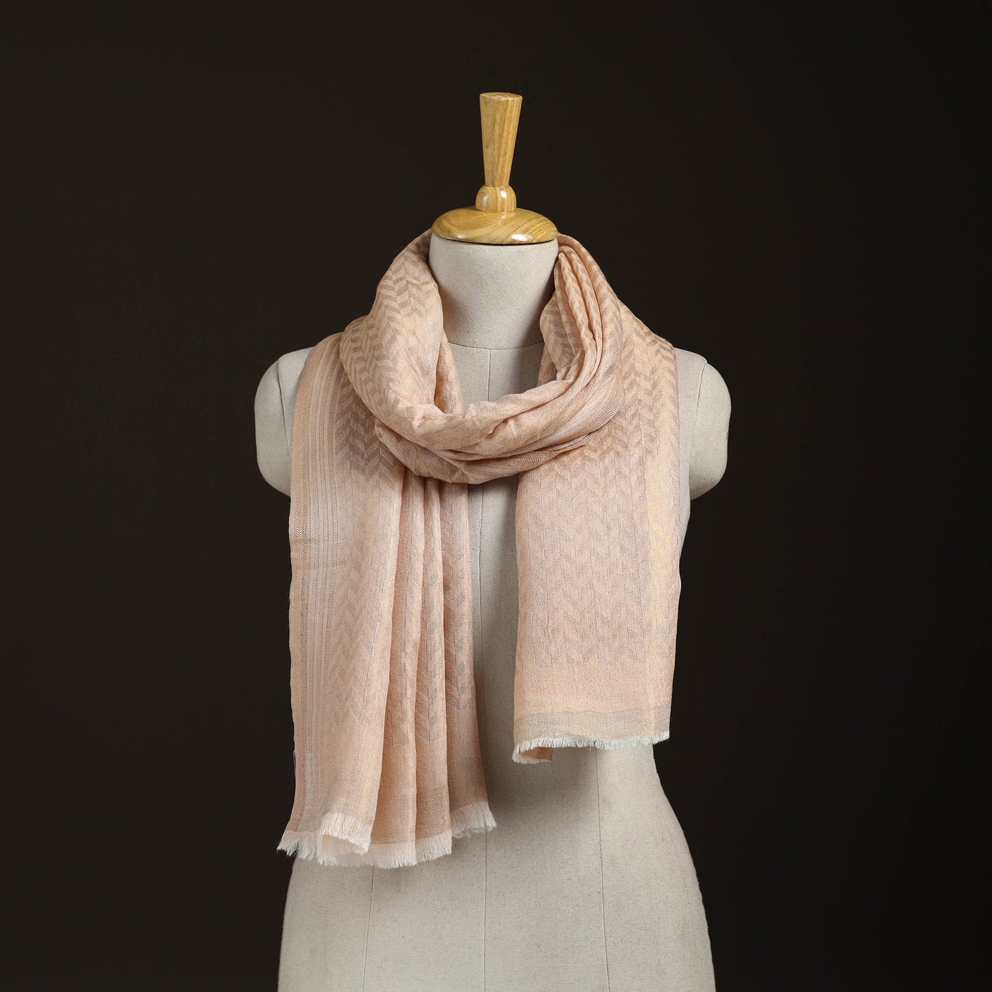 Zari Chevron Pattern Fine Wool Stole for Women 24