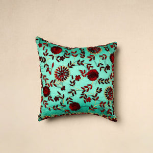 Green - Chinon Phulkari Embroidered Cushion Cover (16 x 16 in) 09