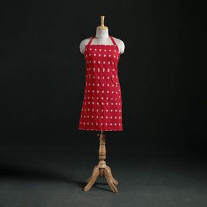 Red - Pochampally Ikat Weave Cotton Apron with Pocket 17