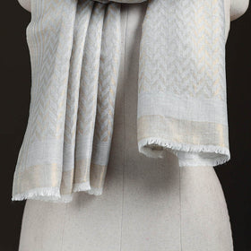 Zari Chevron Pattern Fine Wool Stole for Women 25