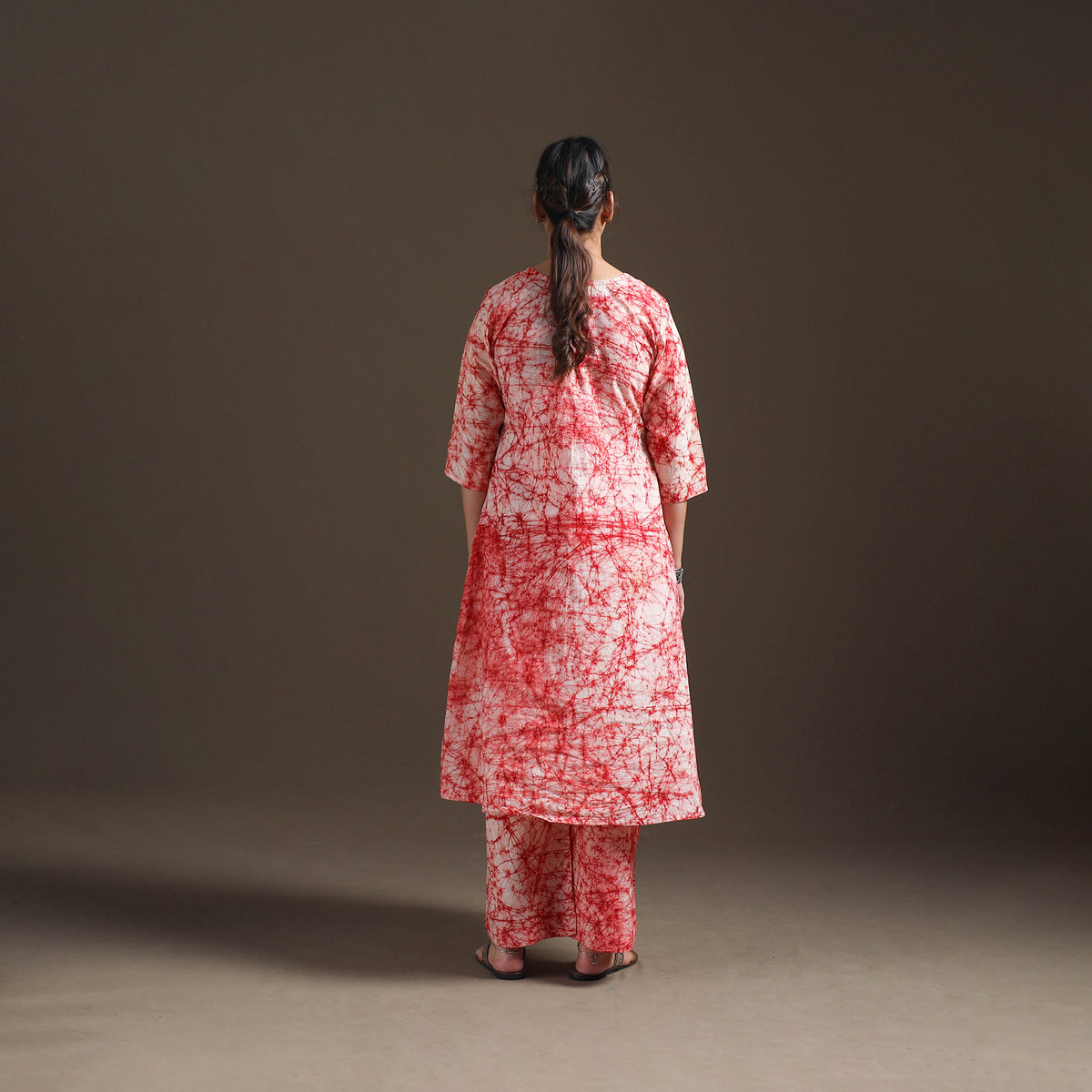 Hand Batik Print Cotton A-Line Kurta with Palazzo Set for women 02