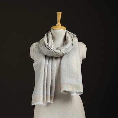 Zari Chevron Pattern Fine Wool Stole for Women 25