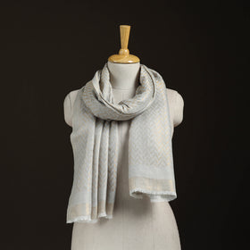 Zari Chevron Pattern Fine Wool Stole for Women 25