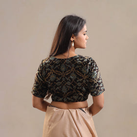 Black Velvet Natural Dyed Ajrakh Print Blouse 