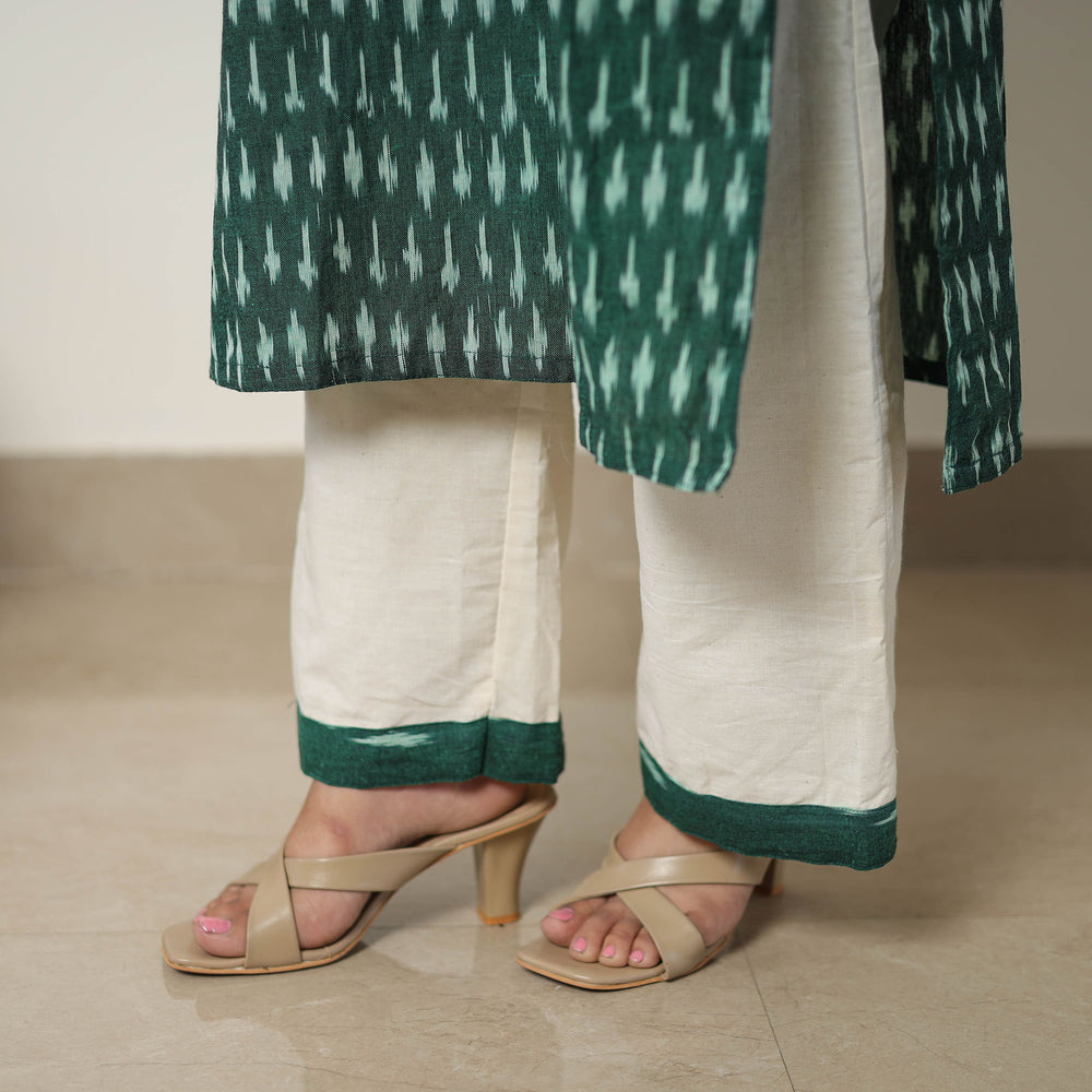 Green - Handloom Cotton Pochampally Ikat Kurta Set 09