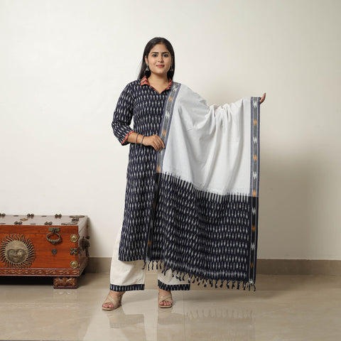 Blue - Handloom Cotton Pochampally Ikat Kurta Set 08