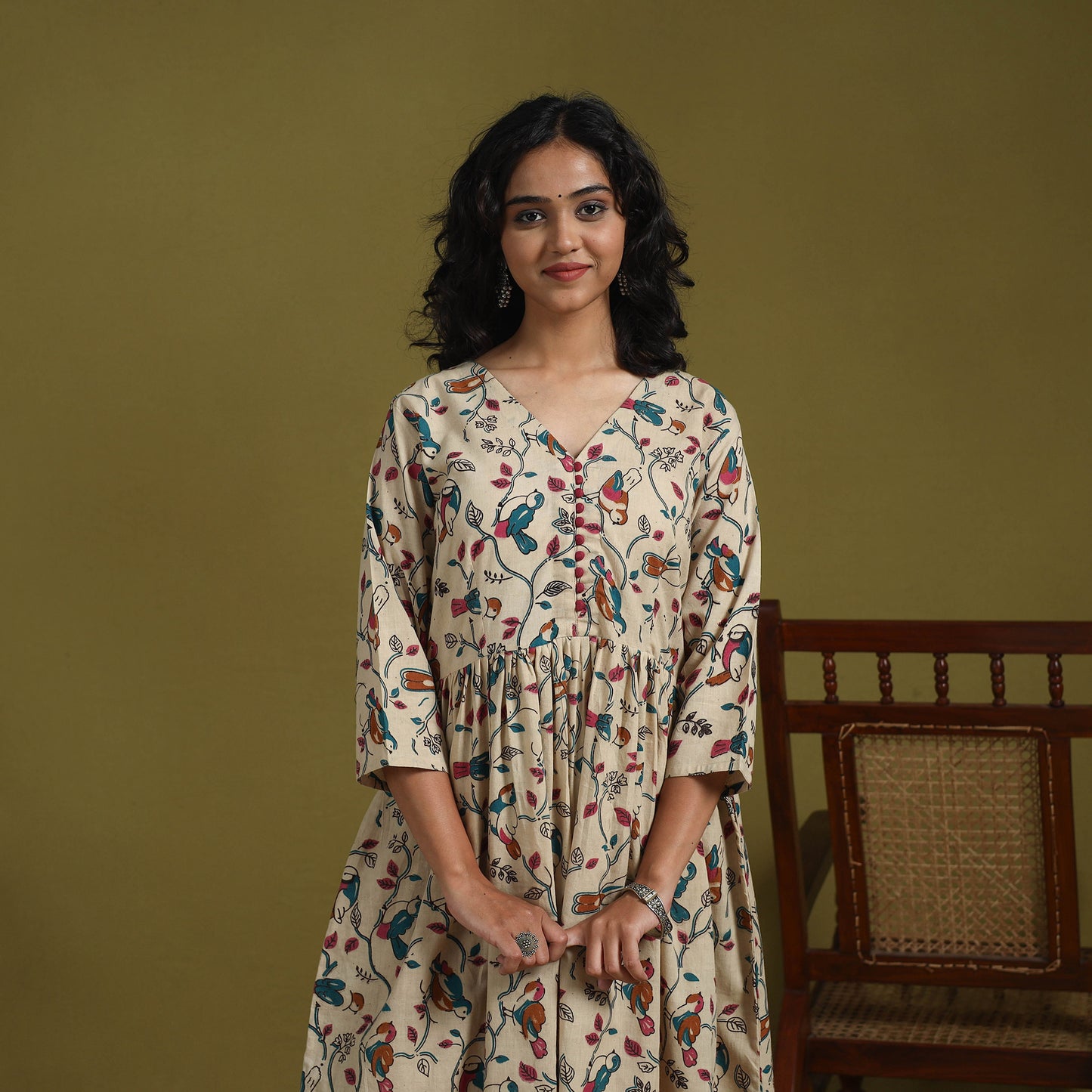 Kalamkari Printed Cotton 2pc Kurta Set for women 06