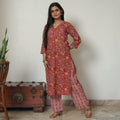 Red - Sanganeri Block Printed Cotton Kurta with Palazzo Set 13