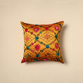 Yellow - silk cotton phulkari hand embroidery cushion cover