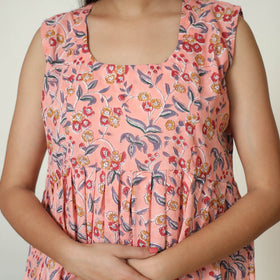 Peach - Sanganeri Block Printed Cotton Night Suit Set 24