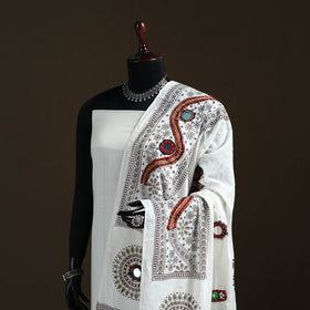 Kutch Hand Embroidered Mirror Work Printed Cotton Dupatta 07