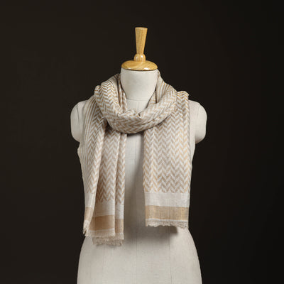 Zari Chevron Pattern Fine Wool Stole for Women 27