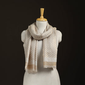 Zari Chevron Pattern Fine Wool Stole for Women 27