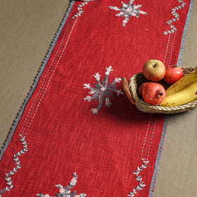 Red - Tribal Hand Embroidered Table Runner by Kamli 17